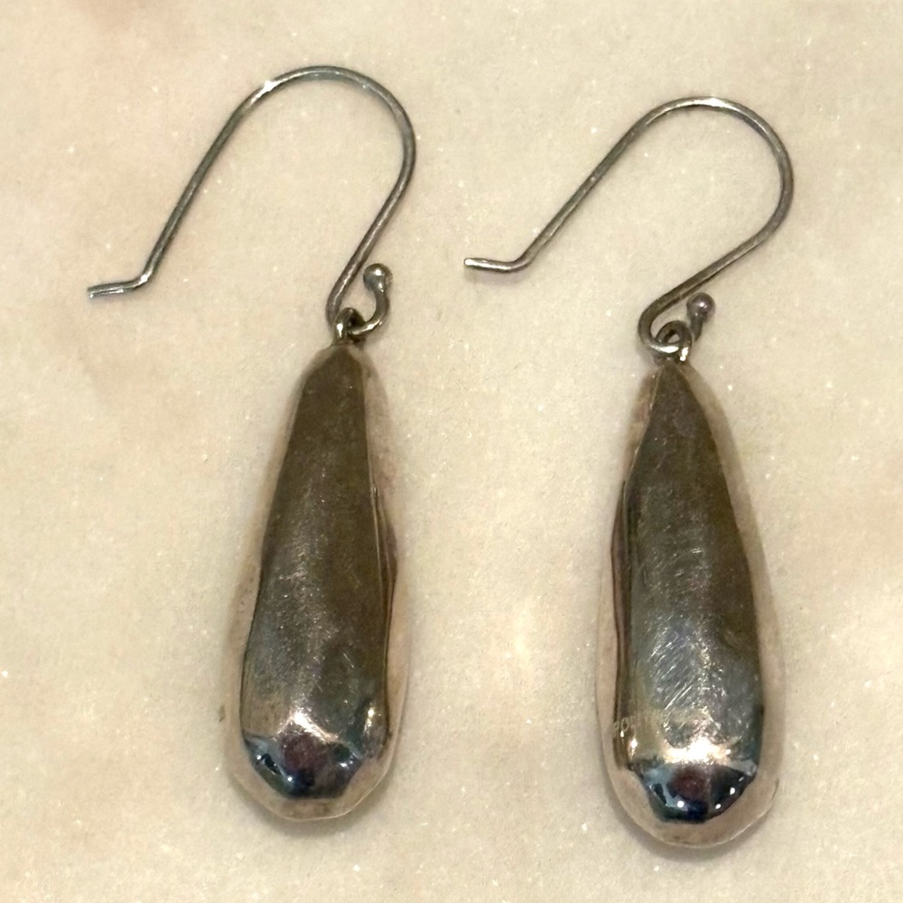 Neiman Marcus Unique Hammered Dangle Sterling Sil… - image 2